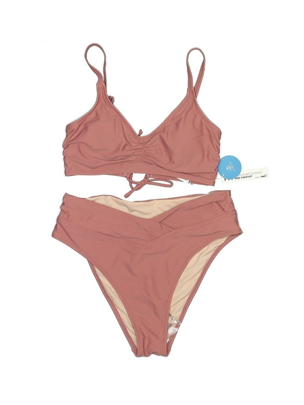 Cupshe Mauve Pink Ruched Two-Piece Bikini Set